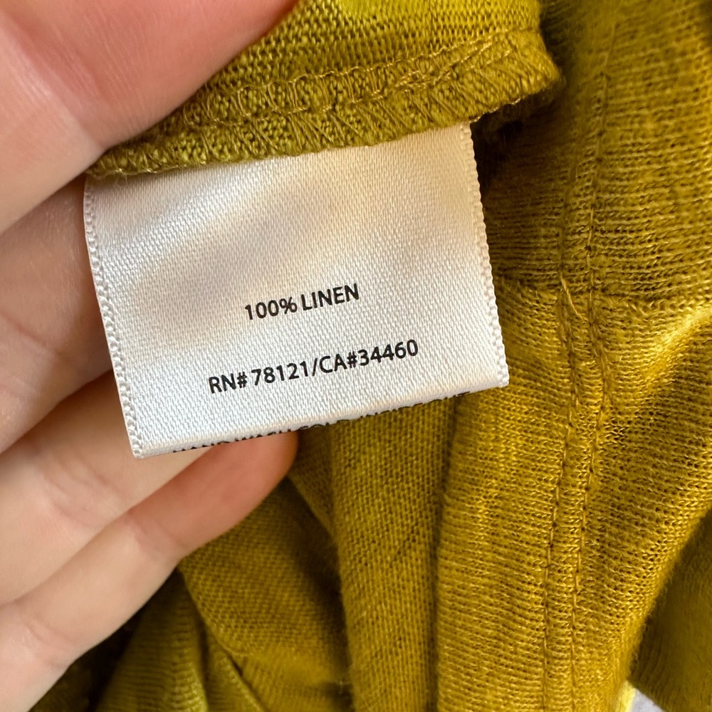 Eileen Fisher BEADED CHARTREUSE 100% Linen Petite Medium - Picture 7 of 10